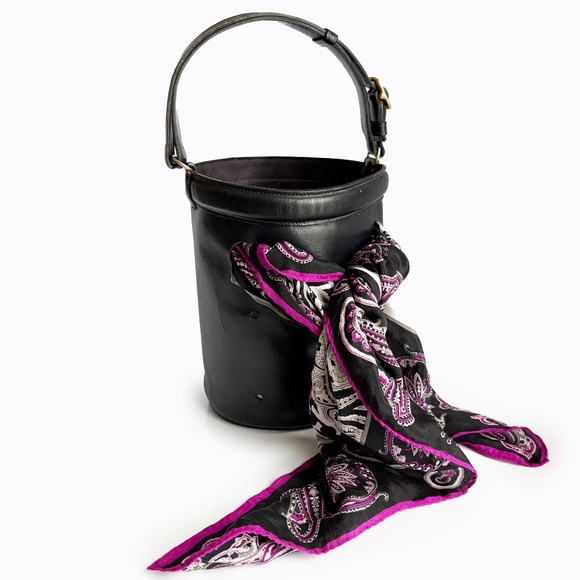 Hermes Mangeoire Bag Tote Black Box Calf Leather Feed Bucket Bag Vintage 60s - Picture 3 of 14